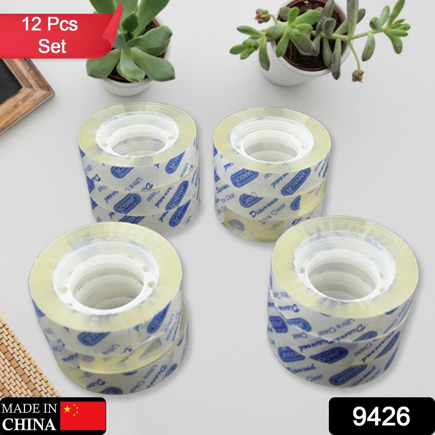 9426 Transparent Tape Refills, Clear Tape, Cello Tape, All-Purpose Transparent Glossy Tape for Office, Home, School -1.2cm X 30 Meter Per Roll (12 Pc Set) 9426 Transparent Tape Refills, Clear Tape, Cello Tape, All-Purpose Transparent Glossy Tape for Office, Home, School -1.2cm X 30 Meter Per Roll (12 Pc Set)